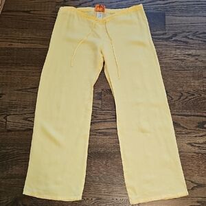 Juicy Couture Lowrise Yellow Drawstring Linen Pants Made In The USA